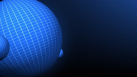 blue futuristic abstract planet animation loop with orbiting satellites on a gradient background