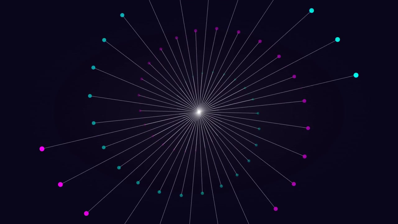 Animazione astratta di connessione di rete digitale con nodi luminosi