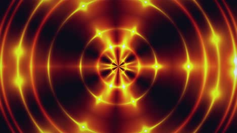 renderización 3d de luces fractales de oro con efectos brillantes. computador generado fondo abstracto de anillos parpadeantes