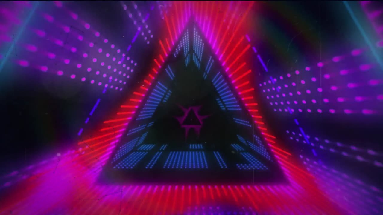 animación del túnel de neón y las conexiones sobre fondo negro