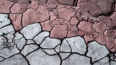 geometric patterns on the earth of a dried up river bed with different shades of brown and grey creating an interesting scene of natural colors and textures