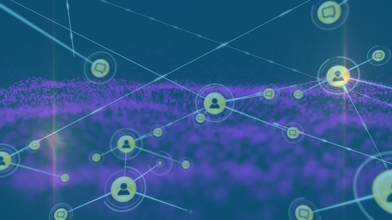 animación de la red de conexiones con iconos sobre cerebros humanos