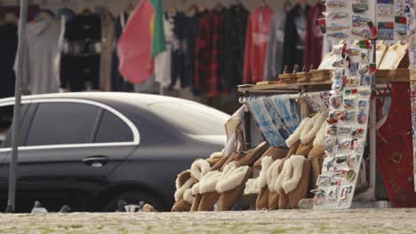 Street-market-or-shop-in-Nazare,-Portugal-with-no-people