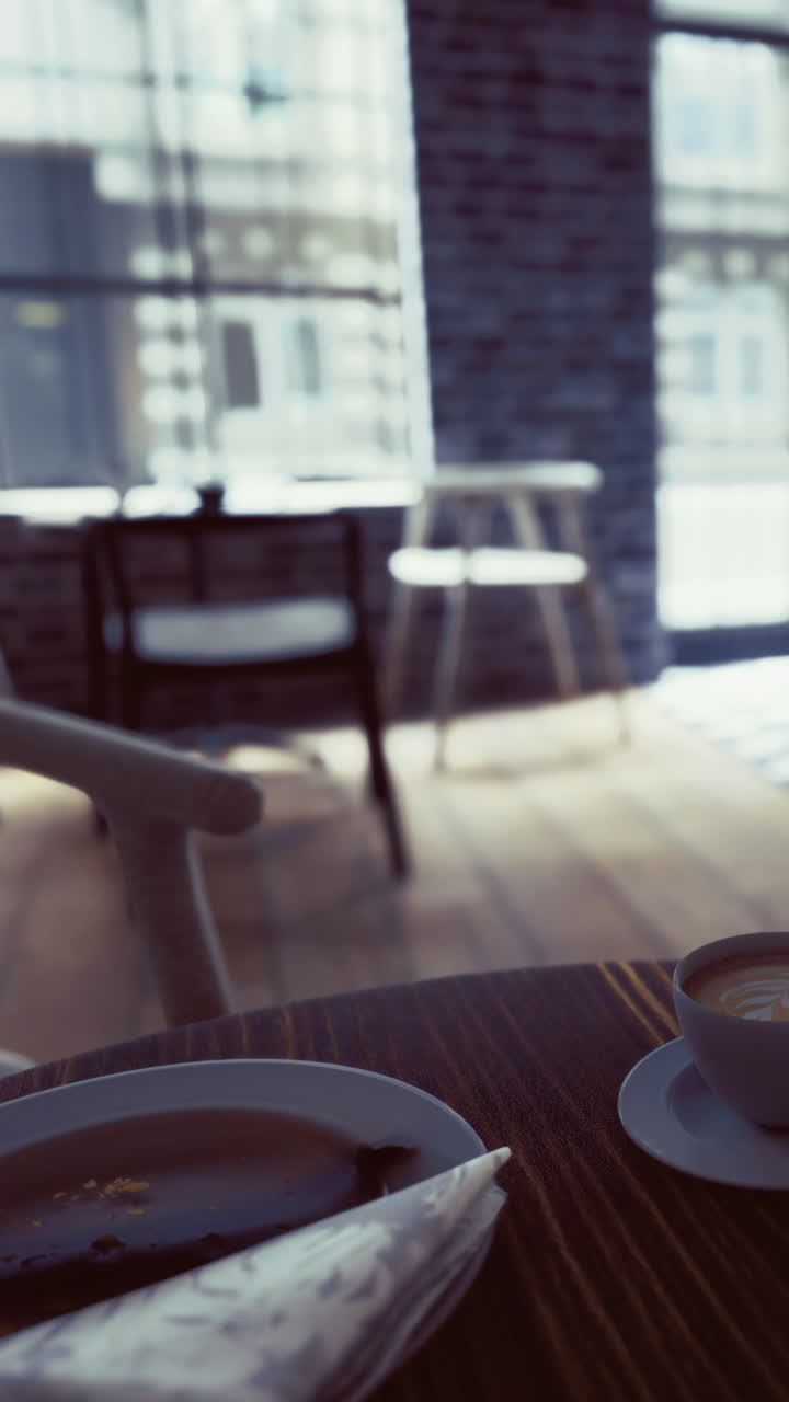 La calda luce del sole inonda un accogliente caffè dove caffè e dolci invitano al relax