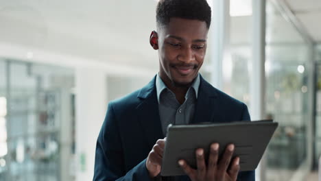 tablet, networking and businessman in the office