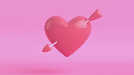 forma de corazón rosado 3d renderización de movimiento estilo de dibujos animados