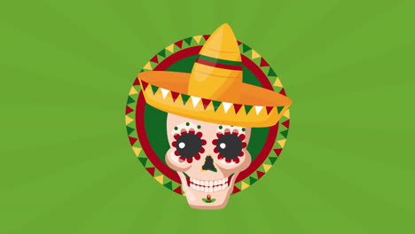 celebration mexican with skull using hat