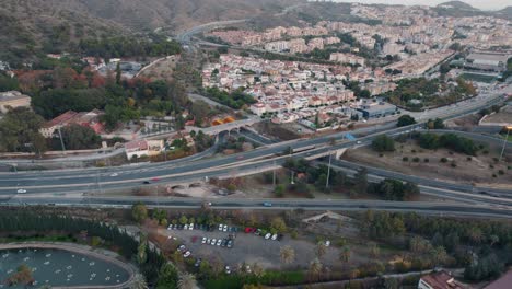 aerial view of the san jose neighborhood of spain with highways passing in the foreground