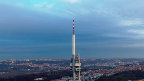 tv tower prague sky drone flight