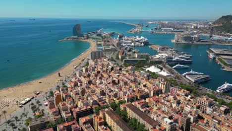 la barceloneta aerial view. barcelona city skyline. catalonia, spain