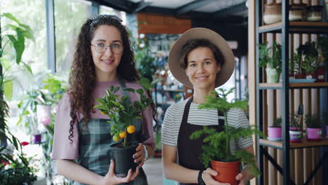 two women florists in a plant shop