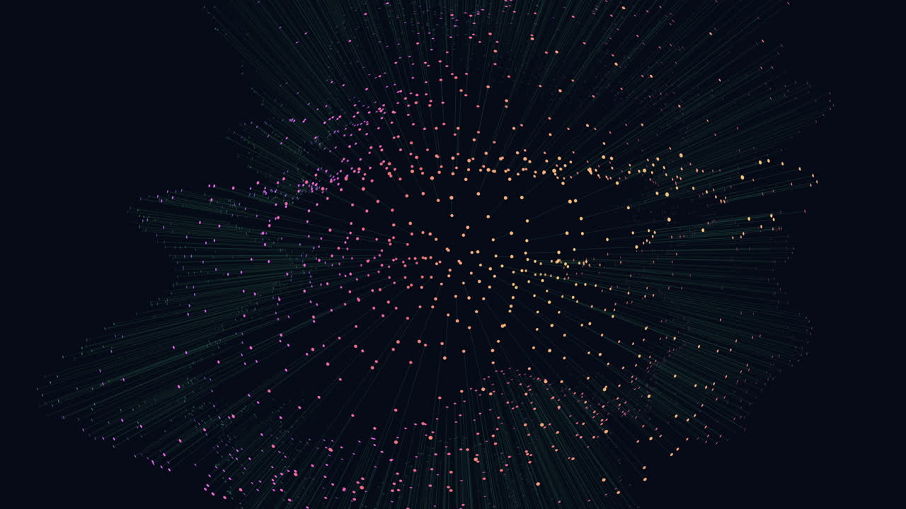 Interconnected dots forming a bright circular network on dark background