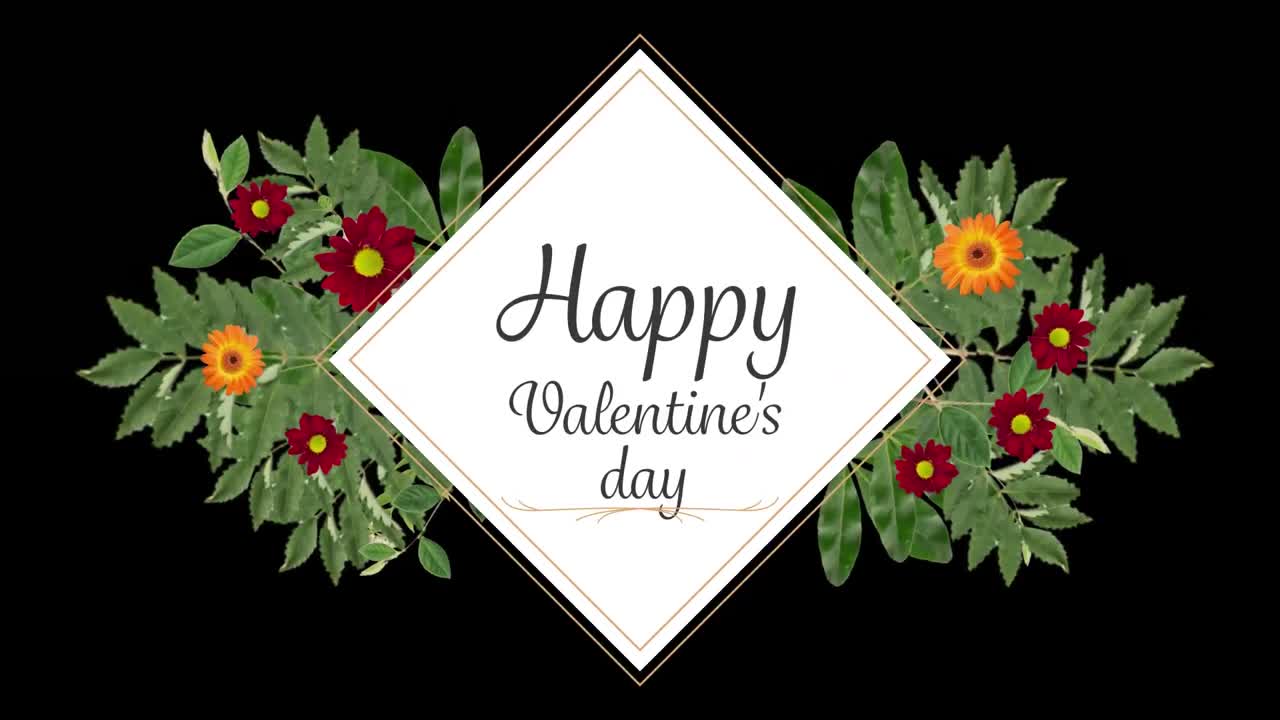 검은 바탕에 행복한 발렌타인 데이의 애니메이션