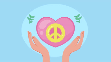 world peace symbol in heart animation