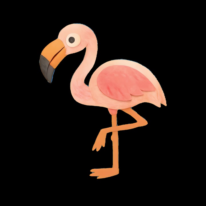 Animated Claymation Style Flamingo Standing on One Leg