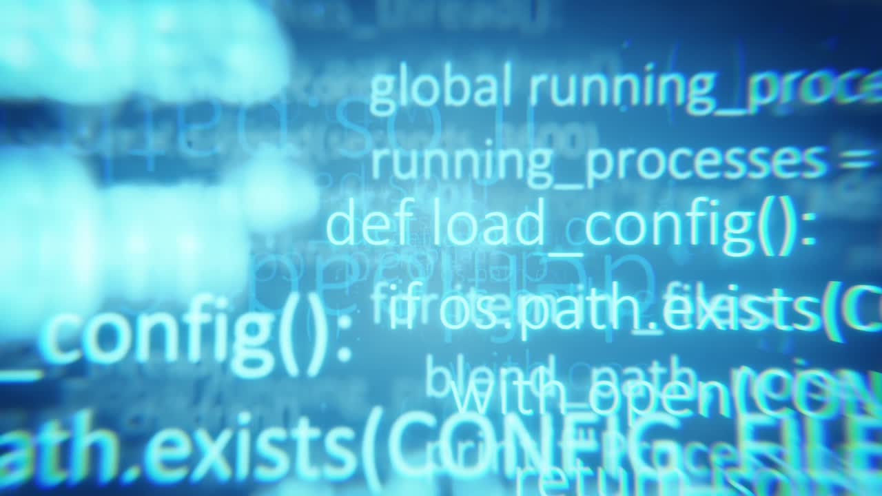 Code de programmation numérique abstrait défilant sur un écran