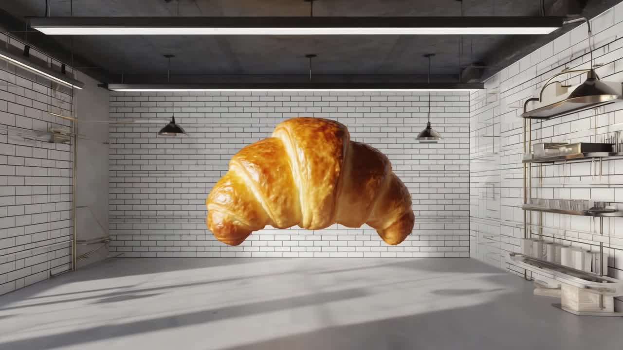 A delicious croissant in a bakery setting