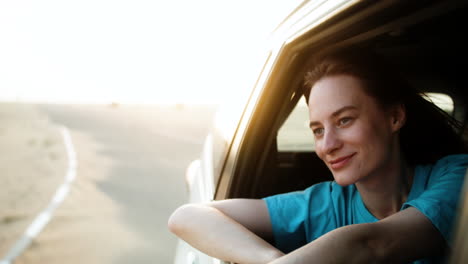 woman traveling in a car