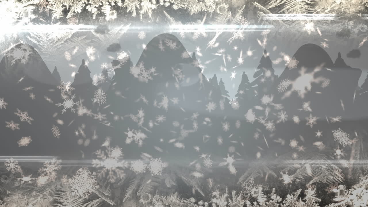 회색 배경에 크리스마스 장식 위에 떨어지는 크리스마스 눈의 애니메이션