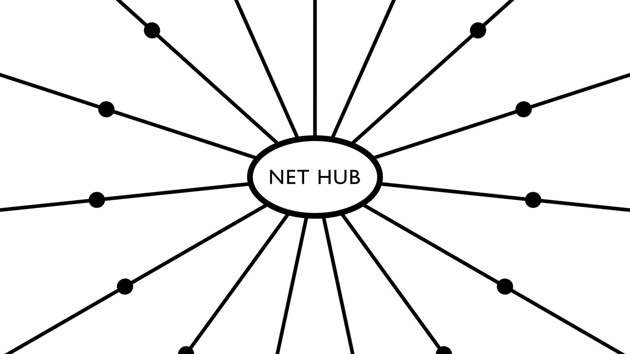 Digital cybersecurity Network hub connection diagram animation isolated on white background