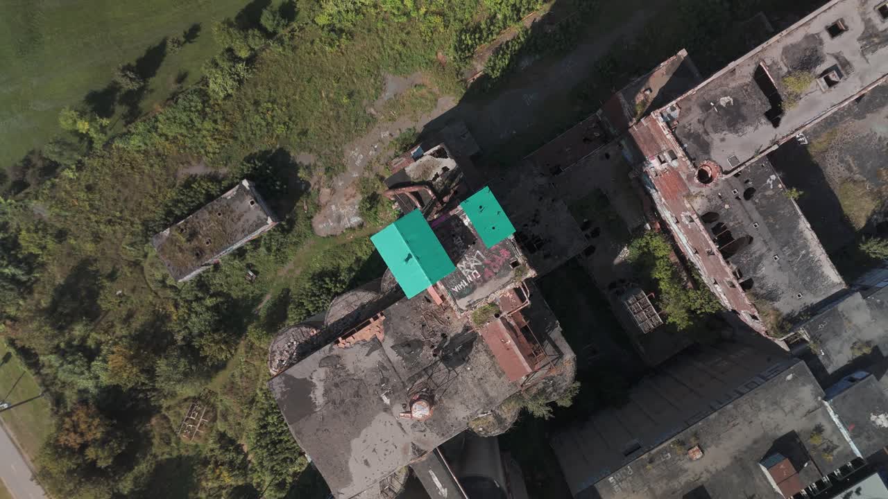 Aerial View of Abandoned Factory Ruins