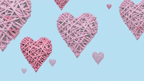 Animation-of-flying-pink-hearts-on-blue-background
