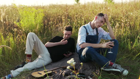 two men on a blanket