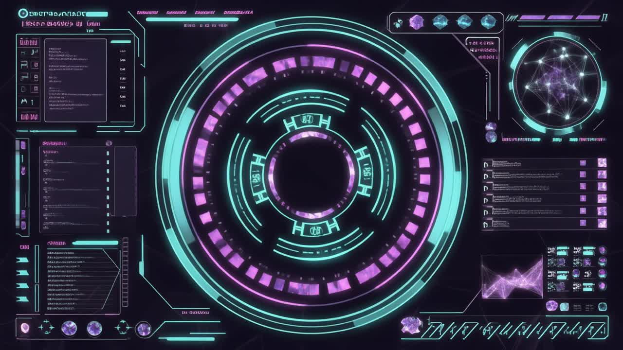 Animating Futuristic Digital Interface with Glowing HUD Elements