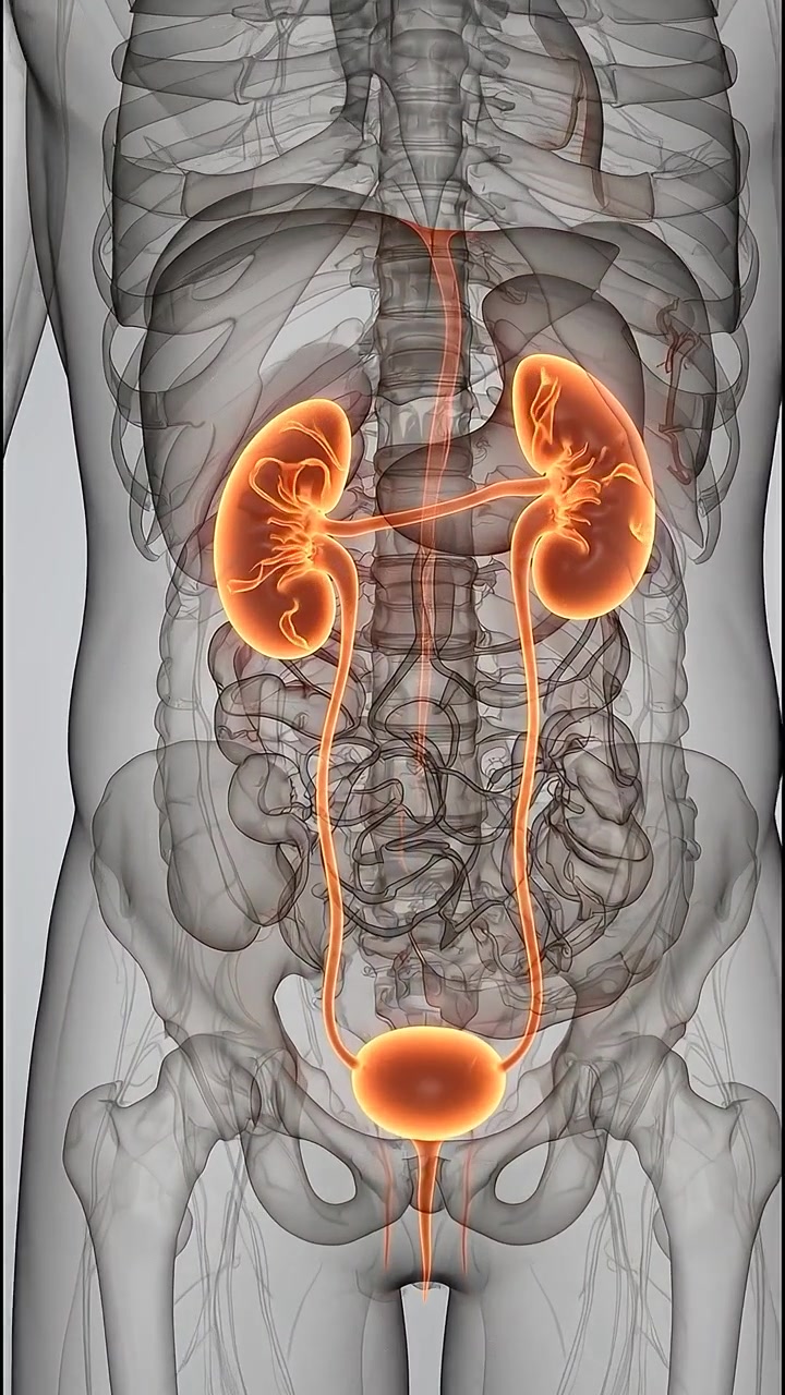 3D Medical Animation of Human Urinary System Anatomy