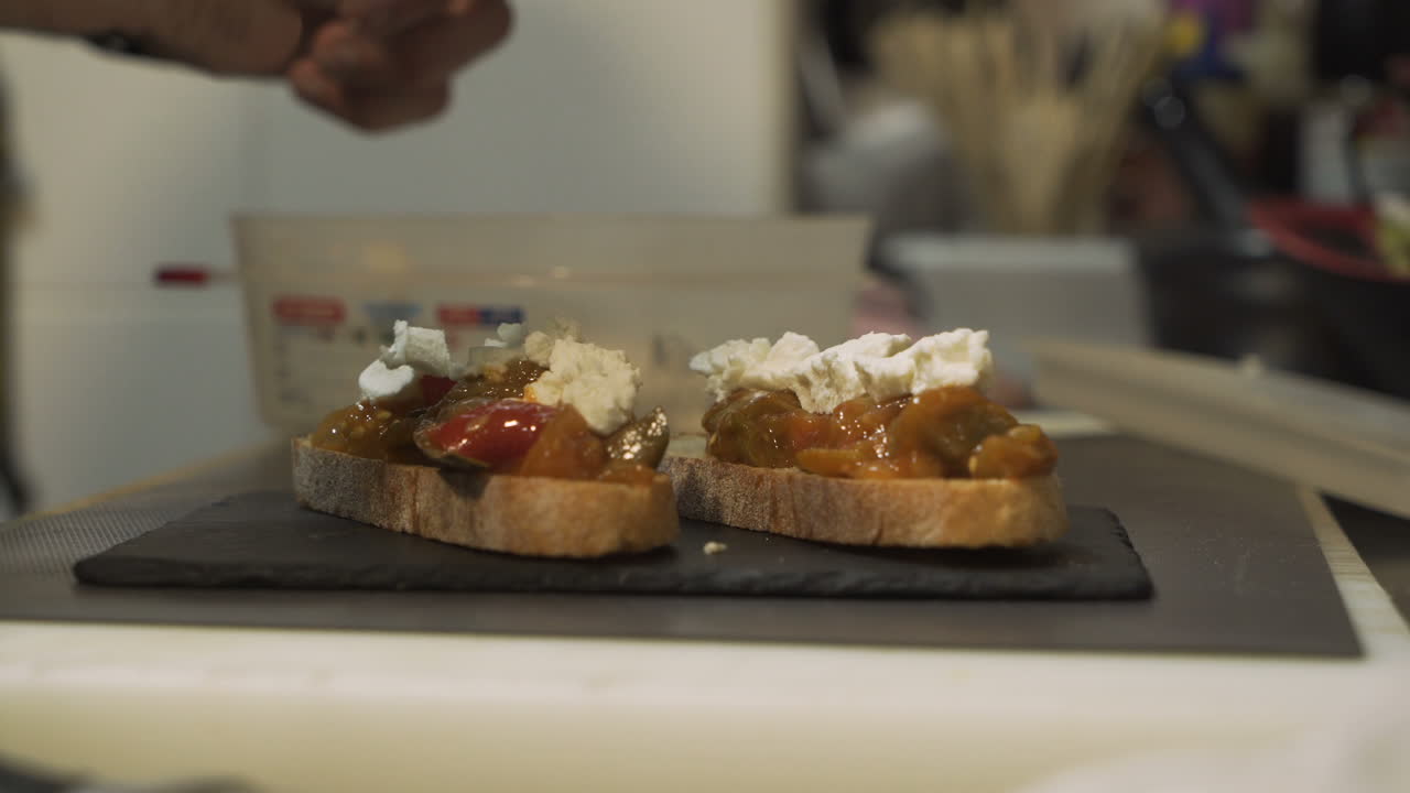 Canape with cheese and vegetables