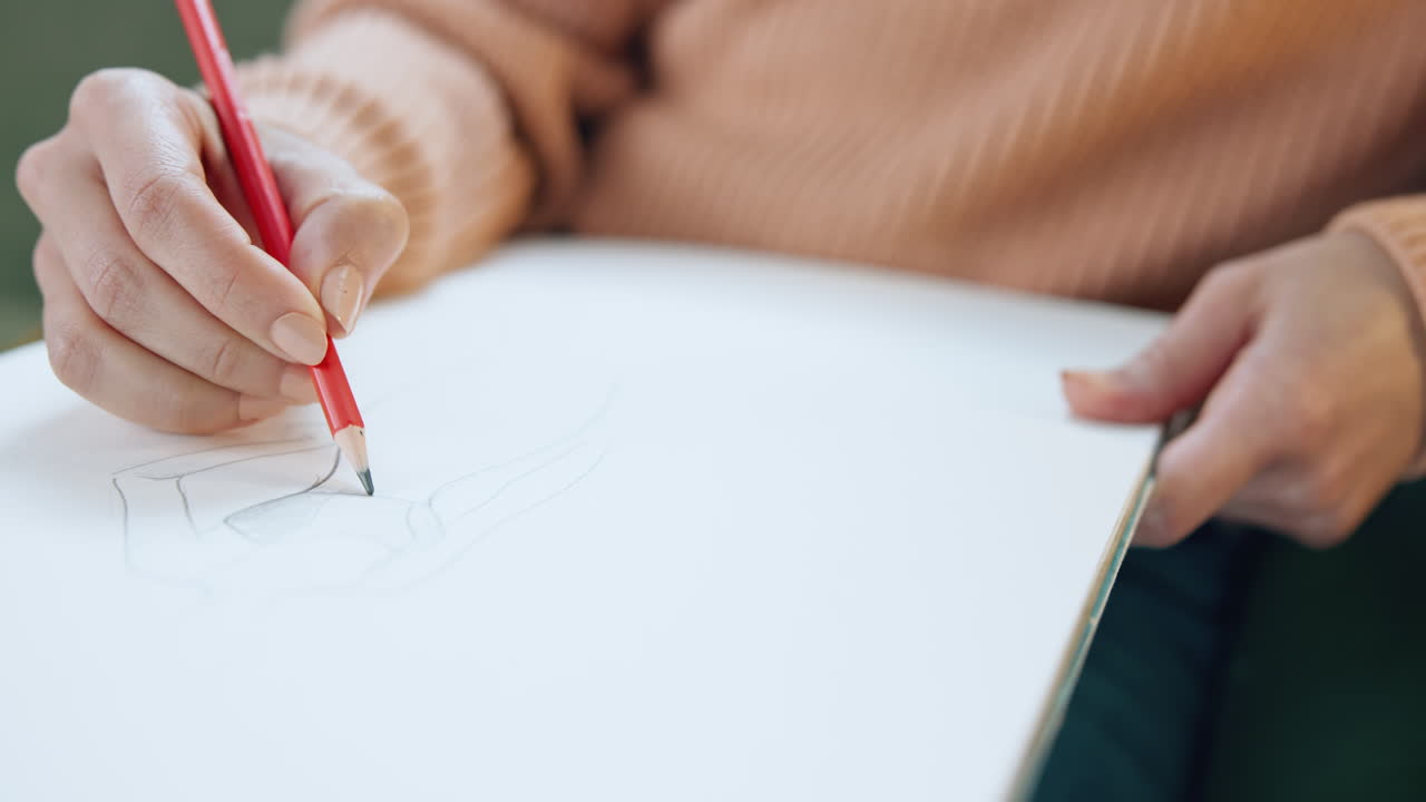 예술, 손과 패션에 대한 종이 스케치