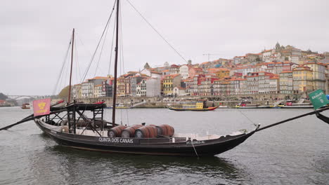 traditional wine boat in porto, portugal