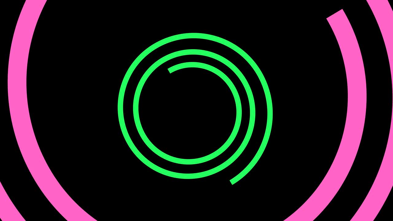 diseño gráfico que gira en el centro y aumenta el tamaño, para cubrir todo el fondo y desaparecer.