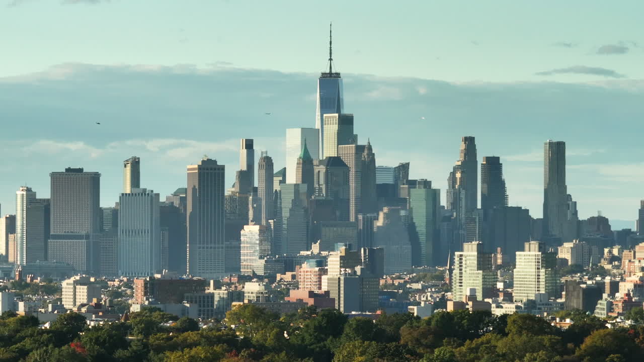 Drone shot of the New York City skyline