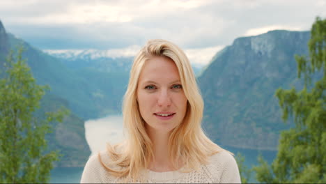 woman in norwegian fjords