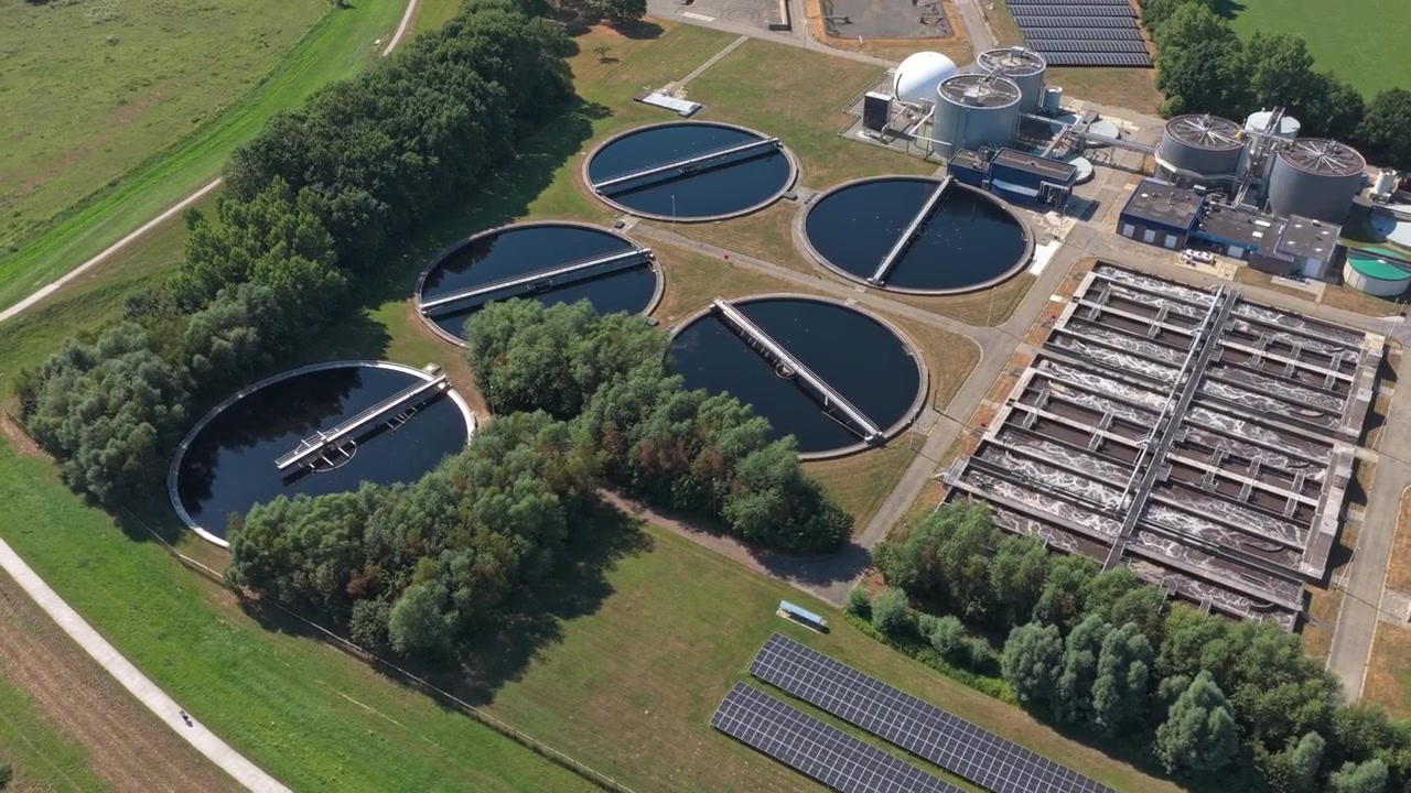 Aerial View of a Modern Wastewater Treatment Plant