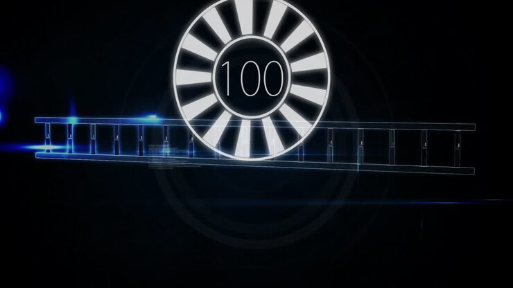 DNA strand and rotating 100 number animation over dark background