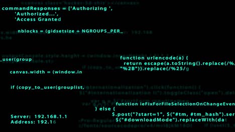 código fuente del software en la pantalla