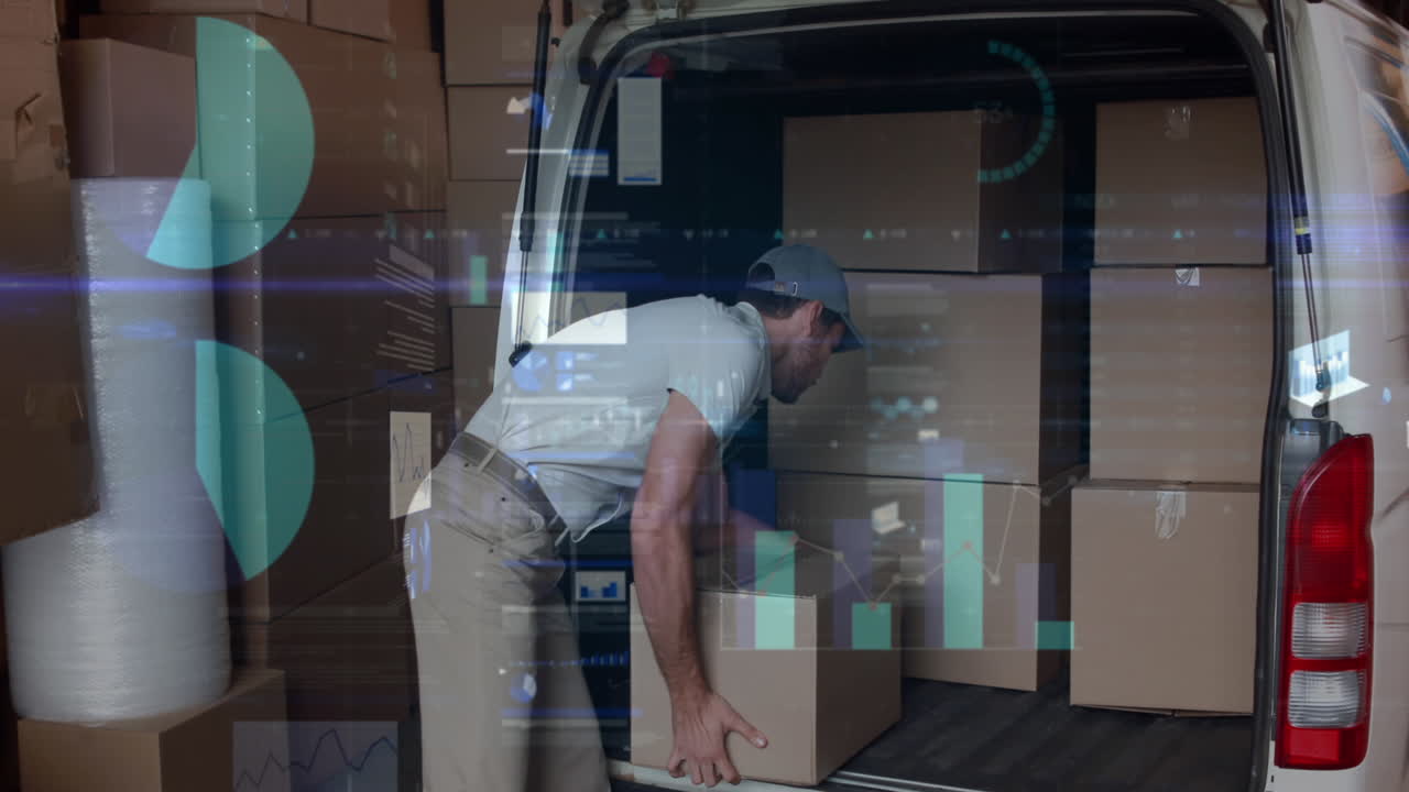 animación de estadísticas y procesamiento de datos financieros sobre el repartidor