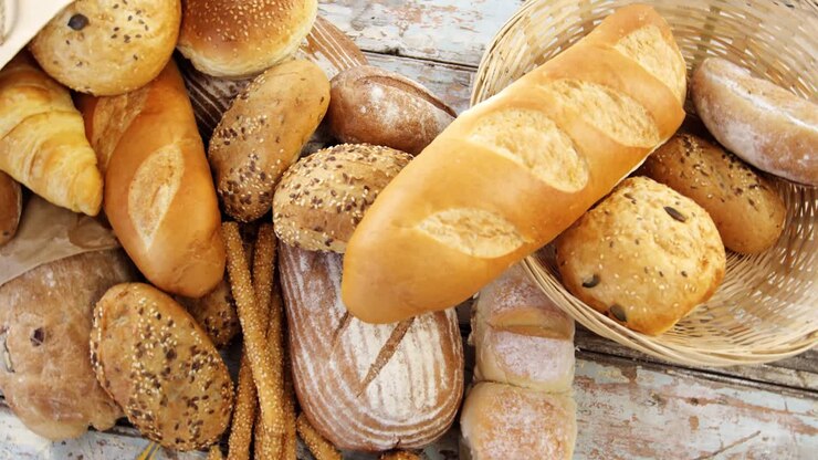 Various types of bread loaves