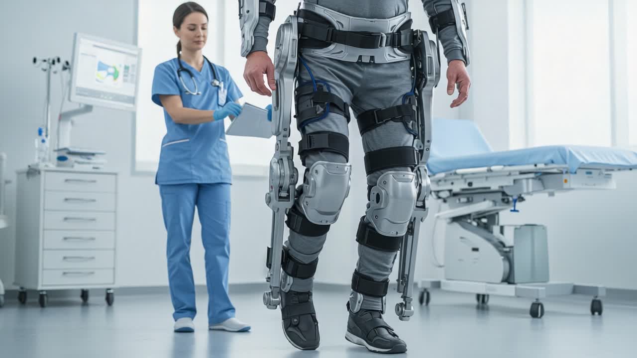 Innovative Exoskeleton Technology in Rehabilitation: A Patient's Journey Toward Mobility with Advanced Robotic Assistance in a Medical Setting