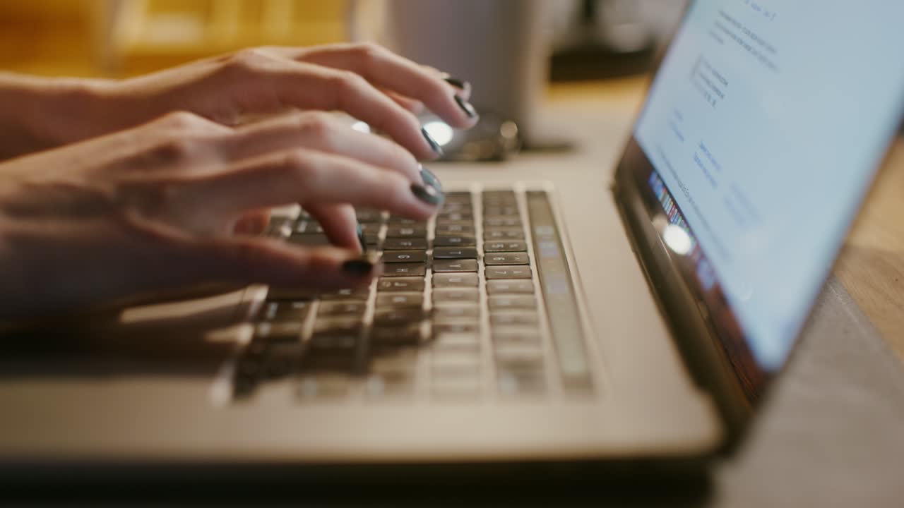 mujer escribiendo en una computadora portátil