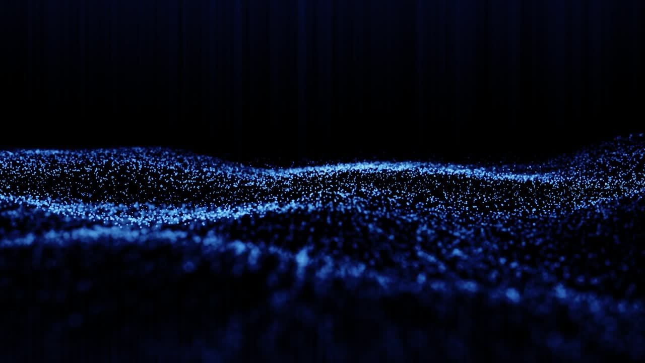 Animation abstract digital blue particles wave.