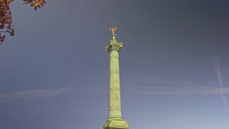 july column in place de la bastille square, paris, sunny day, blue sky in background, copy space