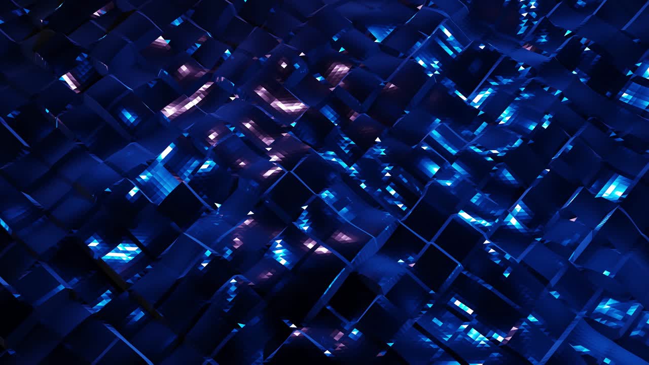 estilo oscuro abstracto bajo fondo poli en 4k. ondas abstractas se mueven en superficie metálica brillante en bucle. animación suave y sin costuras. simple geometría minimalista bg. color azul