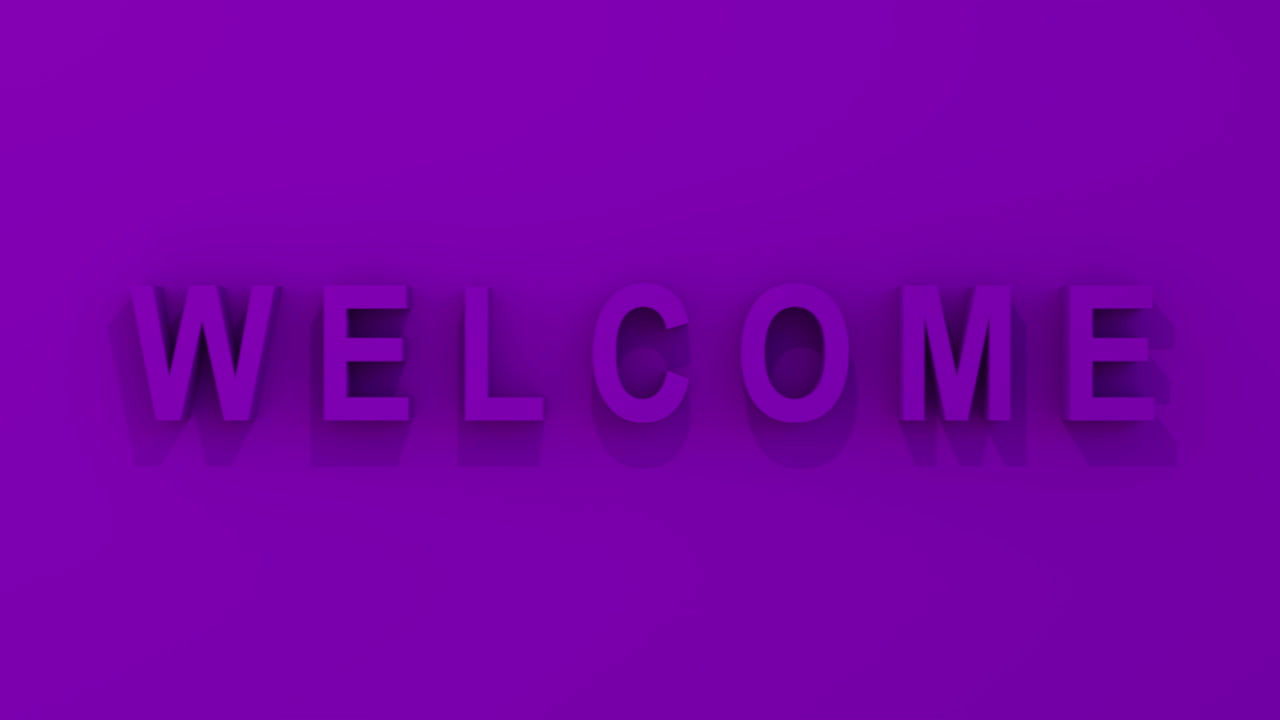 &amp;quot;WELCOME&amp;quot; 3D Graphic in purple