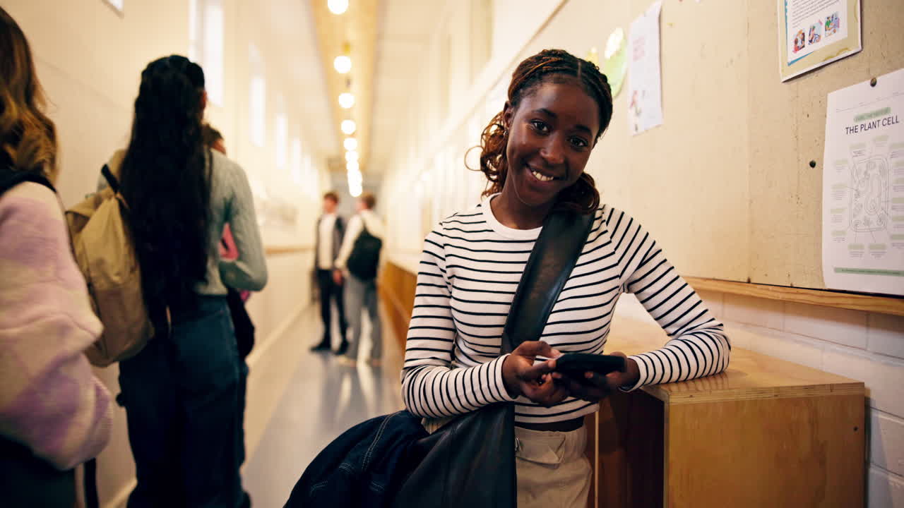 Teenage Student in School Hallway