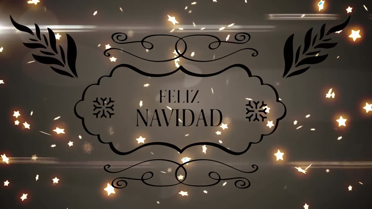 banner de texto feliz navidad contra múltiples estrellas brillantes iconos flotando en un fondo gris