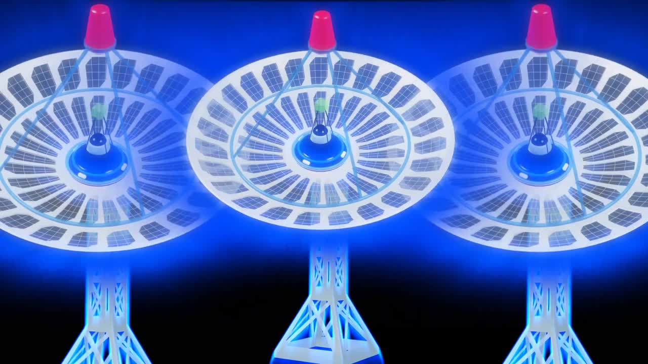 움직이는 3d 위성 접시