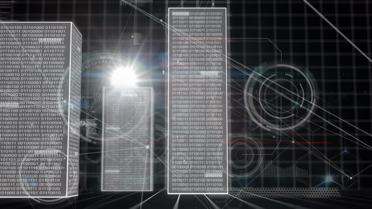 컴퓨터 서버를 통해 데이터 처리의 애니메이션